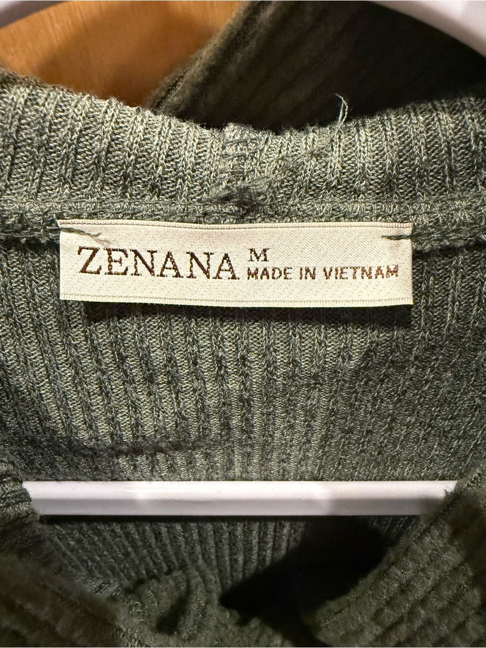 Olive Ribbed hooded sweater - Picture 3 of 3
